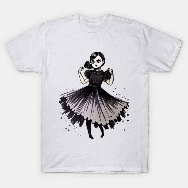 Wednesday dance illustration T-Shirt by Shaani